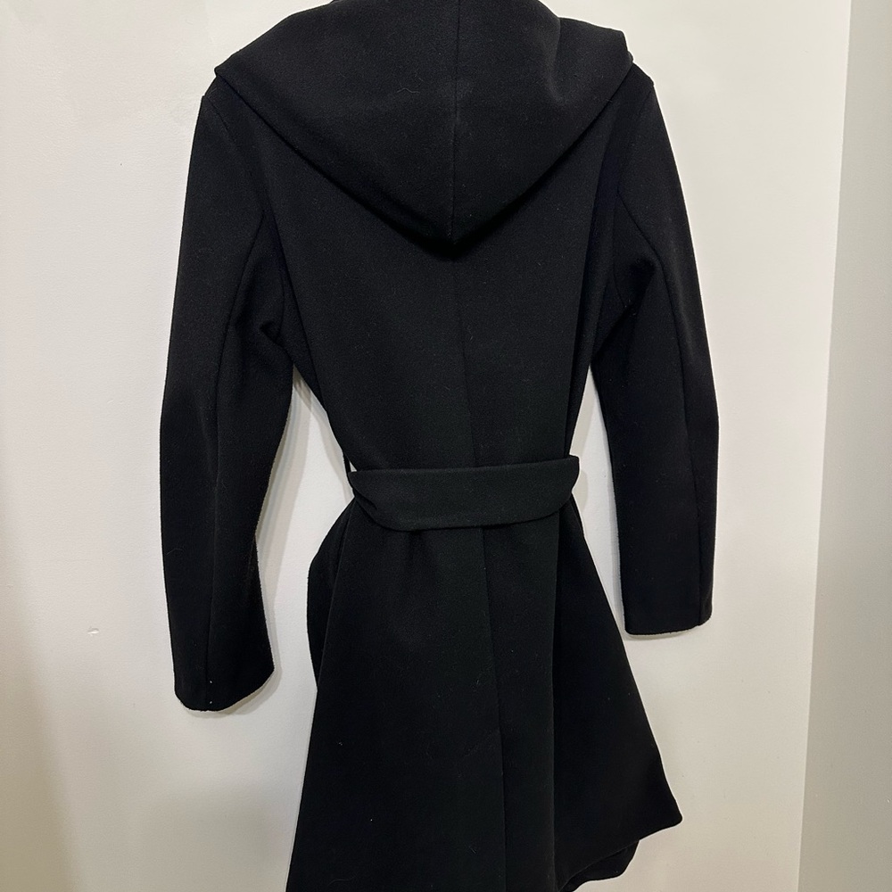 Zara Elegant Black Wrap Coat - Picture 3 of 4